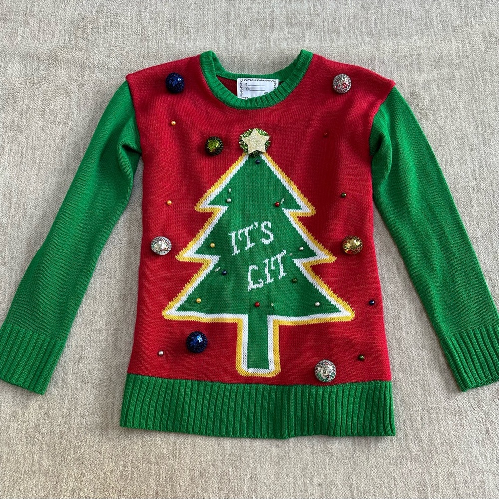 Ugly Christmas Sweater "It's Lit"
Small S light up (but very subtle) red/green